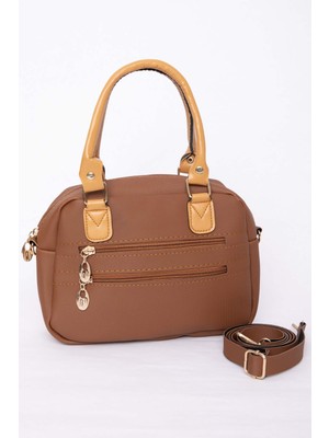 DMC Çok Bölmeli Fermuarlı El & Omuz Çantası Taba