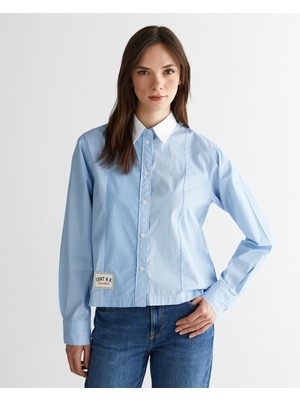 Gant Kadın Mavi Klasik Yaka Çizgili Gömlek 43825104T.455