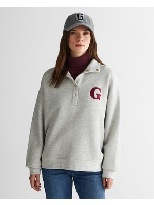 Gant Kadın Gri Relaxed Fit Düğmeli Yaka Sweatshirt 4202552.94