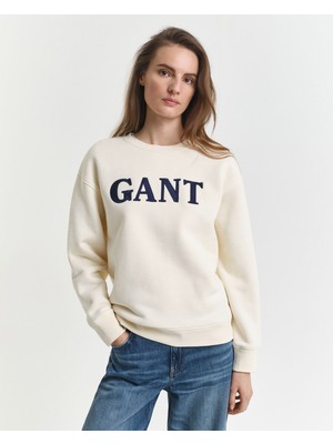Gant Kadın Krem Relaxed Fit Bisiklet Yaka Sweatshirt 4202551.130