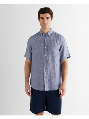 Gant Erkek Mavi Regular Fit Klasik Yaka Keten Gömlek 3250077.401