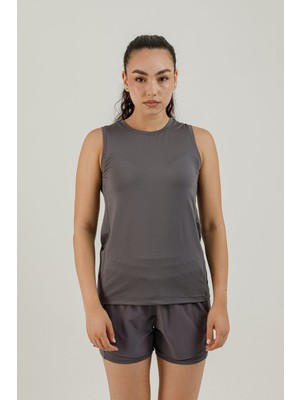 Airlife Sportswear Sıfır Yakalı ve Kolsuz Kadın Sporcu Tişörtü Smoked