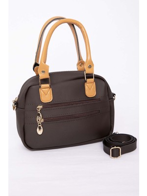 DMC Çok Bölmeli Fermuarlı El & Omuz Çantası Kahve