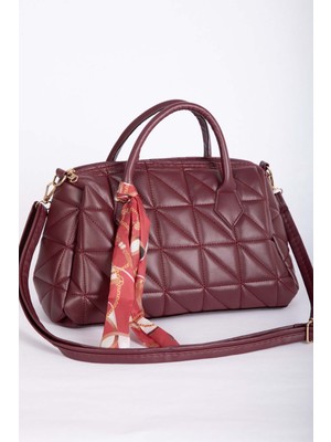 DMC Fular Detaylı Kapitone El & Omuz Çantası Bordo