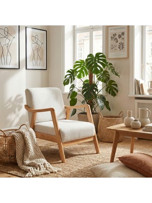 Zem Favela Bohem Berjer Natürel Ahşap, Kırık Beyaz