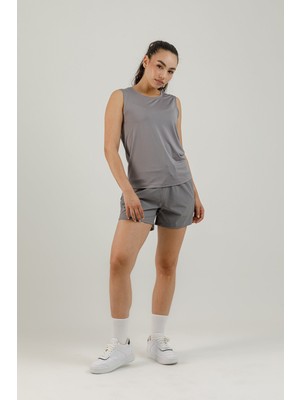 Airlife Sportswear Hafif Açık Yakalı ve Arka Açık Detaylı Kadın Sporcu Atleti Gri