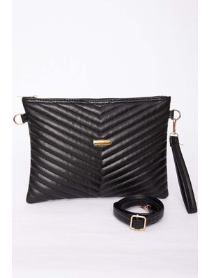 DMC Kapitone Desenli Fermuarlı Portföy Çanta Siyah