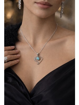 Miraç Gümüş Takı Atölyem 925 Ayar Gümüş Firuze Doğal Taş Kolye