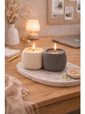 Japon Kiraz Çiçeği Kokulu Beton Mum - Ev Yapımı Dekoratif & Hediyelik Mum