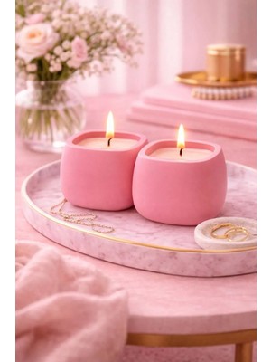 Japon Kiraz Çiçeği Kokulu Beton Mum - Ev Yapımı Dekoratif & Hediyelik Mum