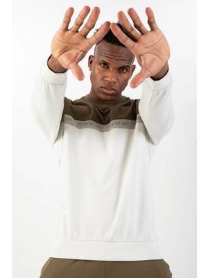 Maraton Regular Erkek Bisiklet Yaka  Haki Sweatshirt