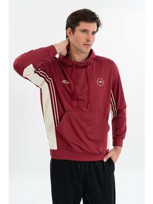 Maraton Boxy Erkek Kapüşonlu  Bordo Sweatshirt