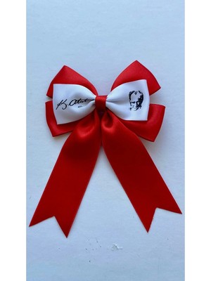 Kirpi Toka K.atatürk Baskılı Kırmızı Uzun Kuyruklu Kız Çocuk Klipsli Saç Tokası