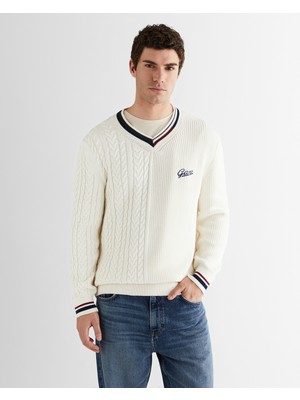 Gant Erkek Beyaz Standart Fit V Yaka Triko 8925352T.113