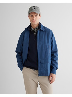 Gant Erkek Mavi Oversize Fit Fermuarlı Logolu Gömlek 3824313T.403