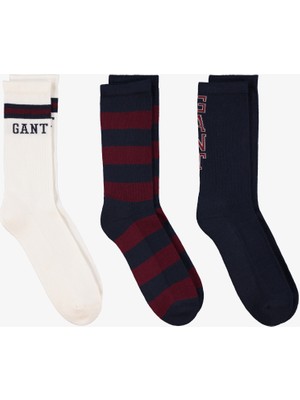Gant Unisex Lacivert Standart 3'lü Fit Çorap 9925301T.433