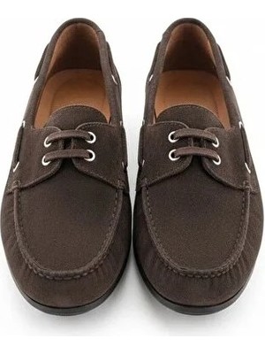 Ne&Ve Shoes Süet Hakiki Deri Kadın Bağcıklı Loafer Ayakkabı