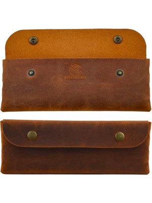Yapımı Kalemlik Hakiki Deri, Deri Küçük Kalem Kutusu – Iş, Ofis, Okul Aksesuar Tutucu, Klasik ve Minimal El Yapımı Tasarım Vintage Kalemlik (Camel)
