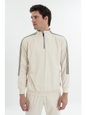 Maraton Comfort Erkek Dik Yaka  Taş- Sweatshirt