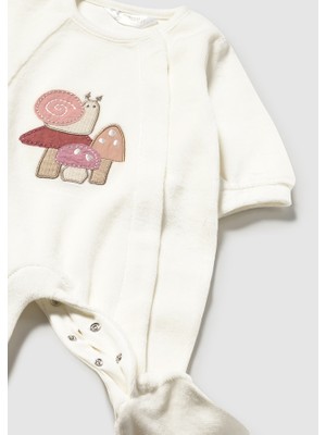 Mayoral Yenidoğan Kız Mantar Desenli Kadife Tulum