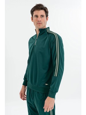 Maraton Comfort Erkek Dik Yaka  Yeşil Sweatshirt
