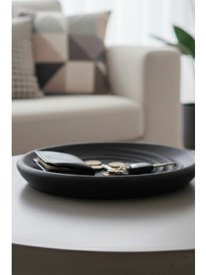 Doyonix Dekoratif Tabak & Kase Modern Yuvarlar Siyah