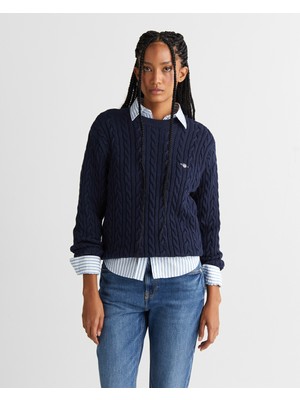 Gant Kadın Lacivert Relaxed Fit Bisiklet Yaka Triko 48925325T.433