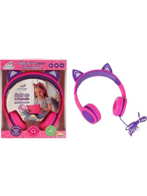 NW Nessi World S00091067 -Sun-Gle-Ech-Kulaklık Kablolu Kedi Şkl.ışıklı Pembe-Mor