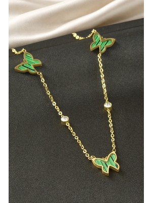 Kelebek Sedef Çelik Kolye