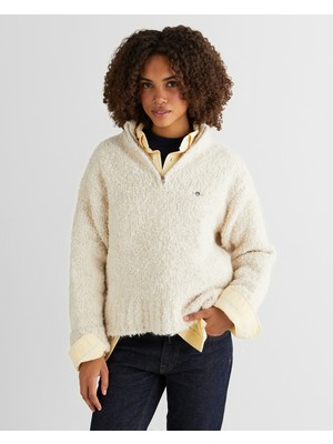 Gant Kadın Krem Relaxed Fit Yarım Fermuarlı Triko 48925328T.130