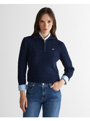Gant Kadın Lacivert Regular Fit Yarım Fermuarlı Triko 4805418.433
