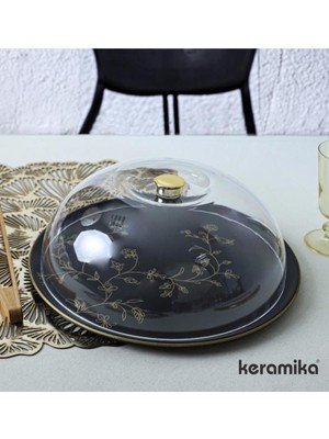 Feyza Design 32 cm Kek Fanusu, Pleksi Kapaklı, 2 Parça, Dayanıklı ve Şık Tasarım