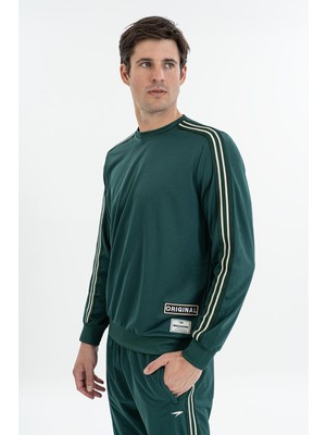 Maraton Comfort Erkek Bisiklet Yaka  Yeşil Sweatshirt