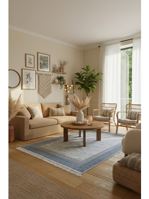 Lorvian Noletti Modern Desen Makinede Yıkanabilir Kilim Çift Taraflı Pratik ve Günlük Kullanıma Uygun Kilim