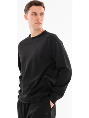 Maraton Regular Erkek Bisiklet Yaka  Siyah Sweatshirt