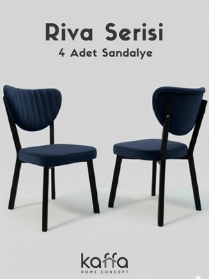 Kaffahome Riva , Modern Mutfak Sandalyesi, Yemek Odası Sandalyesi, Bahçe, Kafe - 4 Adet Lacivert Sandalye