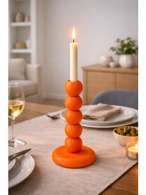 Bit Byte Brick Bubble Desenli Mumluk & Şamdan - Soft Turuncu