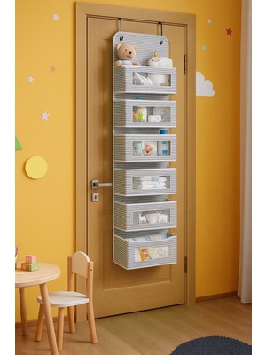 MasterCar Çizgili 6 Katlı Kapı Arkası Düzenleyici Raf Bebek Eşyası Çocuk Odası Banyo Organizer