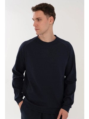 Maraton Regular Erkek Bisiklet Yaka  Lacivert- Sweatshirt