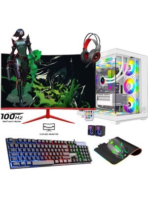 Apphirex Viper X50 Ryzen 5 5500 16GB 512GB M2 SSD RX550 Gddr5 23.6'' Curved Masaüstü Oyuncu Masaüstü Bilgisayarı