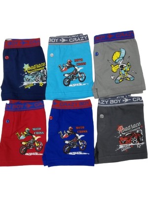 Tutku Çok Renkli Baskılı Boxer 6'lı Paket Erkek Çocuk İçin Elestan Pamuklu Konforlu Tasarım