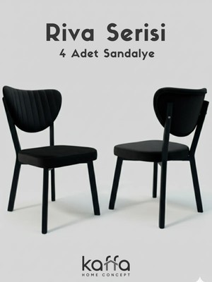 Kaffahome Riva , Modern Mutfak Sandalyesi, Yemek Odası Sandalyesi, Bahçe, Kafe - 4 Adet Siyah Sandalye
