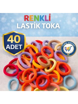 Renkli Saç Tokası 40 Adet Orta Boy Esnek Havlu Lastik Toka