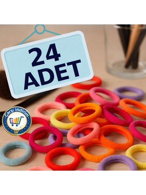 Renkli Saç Tokası 24 Adet Orta Boy Esnek Havlu Lastik Toka