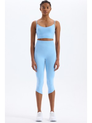 COMEUP Jakar Detaylı Crop Boy Toparlayıcı Tayt Soft Mavi
