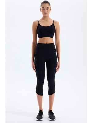 COMEUP Jakar Detaylı Crop Boy Toparlayıcı Tayt Siyah