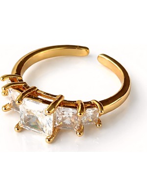 Formzen 316L Paslanmaz Çelik Zarif Işıltı Zirkon Taşlı Ayarlanabilir Yüzük – Modern & Şık Tasarım