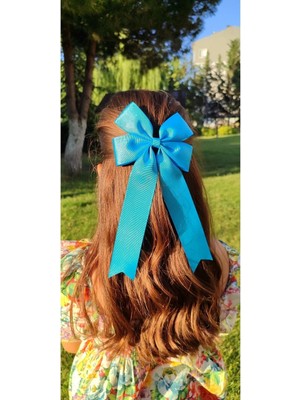 Kirpi Toka Turkuaz Fiyonk Toka, Uzun Kuyruklu Grogren Klipsli Kız Çocuk Saç Tokası.