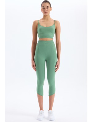 COMEUP Jakar Detaylı Crop Boy Toparlayıcı Tayt Çağla