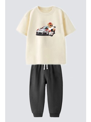 Monila Erkek Çocuk Pamuklu Araba Baskılı T-Shirt ve Eşofman 2'li Takım